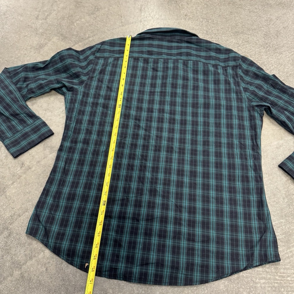 Helix Modern Fit Shirt Mens Button Green Black Plaid Long Sleeve Cotton XL - Picture 6 of 8